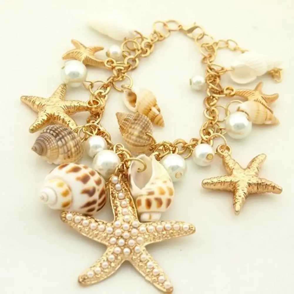 Bohemia Summer Beach Bracelet Natural Shell Cute Adjustable Gold Plated Ocean Multi-style Chain Beach Bracelet Jewelry GiftsC250411