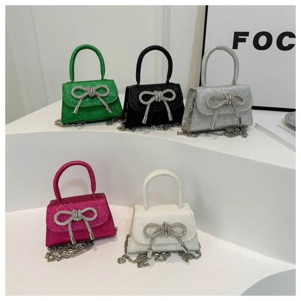 Womens Bow Shoulder Bag New Solid Color Fashion Messenger Bag Fashion High Capacity Mini HandbagXJ250412