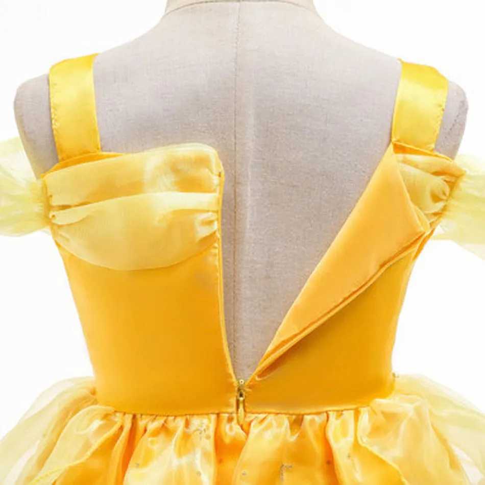 Disney Girl Bell Dress Up Sleeveless Flower Childrens Party Princess Costume Childrens Beauty and Beast Halloween Carnival CostumeXJ250411