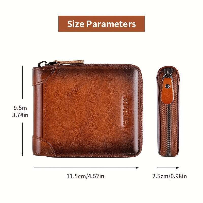 Men's New Genuine Leather Short Large Capacity Zipper 70% off Coin Purse Card Holder Integrated Ultra-thin Wallet R