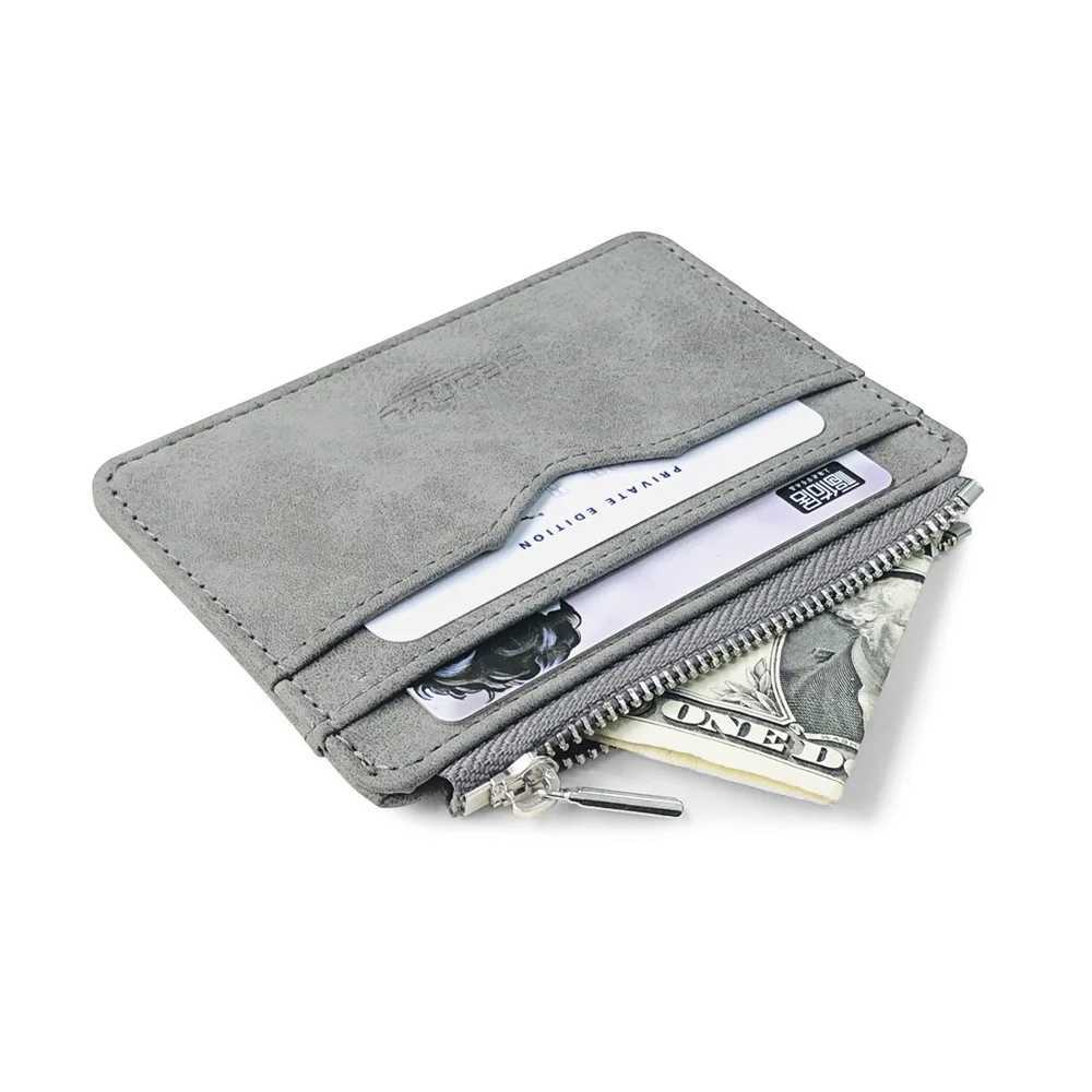 New simple mini mens leather wallet with coin pocket small card holder ultra-thin mens wallet used for bank card ID card cases Z250411