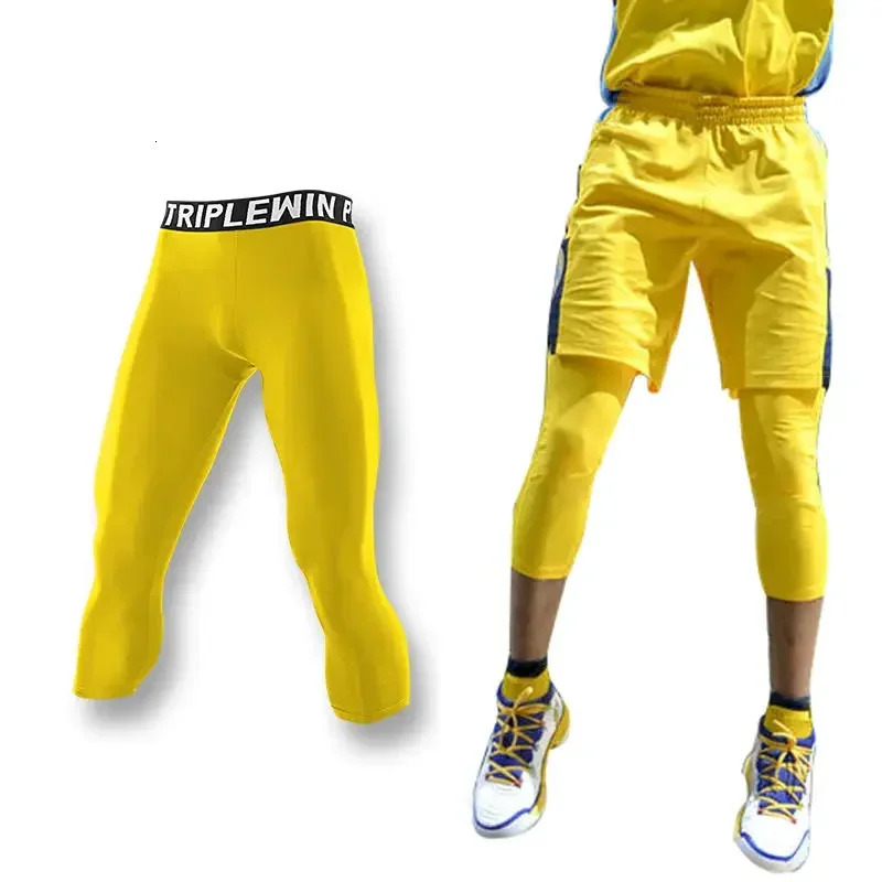 Men GYM Running Tights Pants Kid Children Soccer Fitness Exercise Sport 3/4 Cropped Legging Shorts J12251111