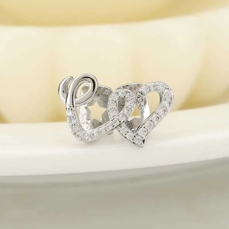 Stainless steel double heart dental cap suitable for women punk hip-hop zircon hollow love teeth Grilz couple jewelry accessories W250412