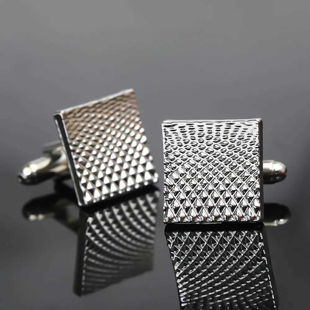 2 pieces/set of square mens cufflinks simple geometric stripes metal cufflinks mens shirts tie clips party jewelry sets giftsT250412