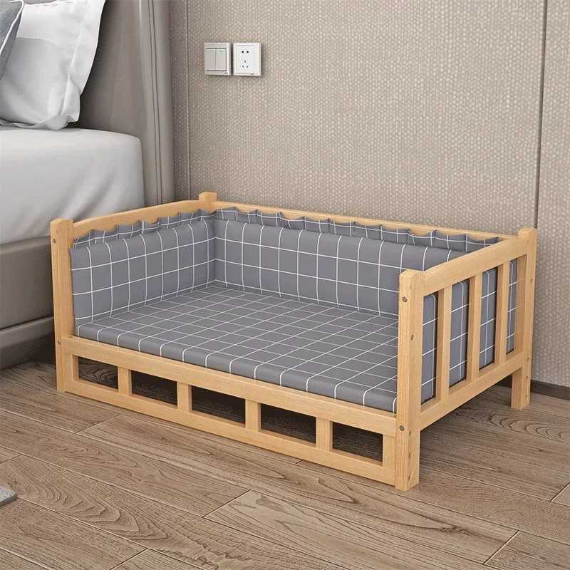 Wooden dog bed sofa luxury pet sleep mat detachable anti slip dog cat bed small dog cat sleeping supplies Para Gatos X250412