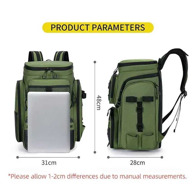 Fishing Backpack Multifunctional Fishing Tackle Backpack Outdoor Storage Tackle Bag with Protective Rain Cover for Fishing Gear Z250411