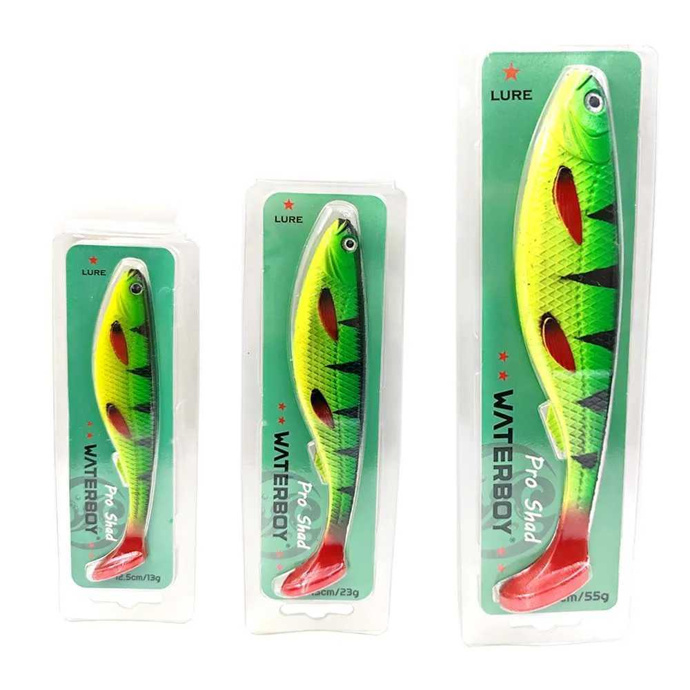 soft lure artificial bait big shads soft 12.5cm 13.7g 15cm 22g PVC material 20cm 55g T Tail Softbaitsfor sea bass perch zander Z250411