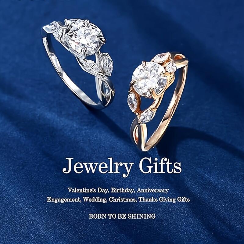 Willow Leaf Engagement Ring, 1.2ct D Color VVS1 Clarity Lab Made Wedding Sterg Sier Branch Moissanite Ring Women's Gift
