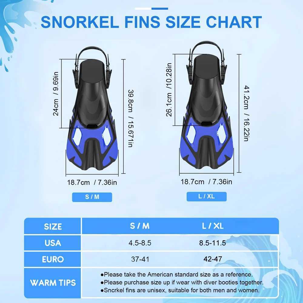 Inflatable fins swimming fins adjustable buckle swimming flip cover short silicone adhesive lung diving shoes open heel travel size for beginnersY2504