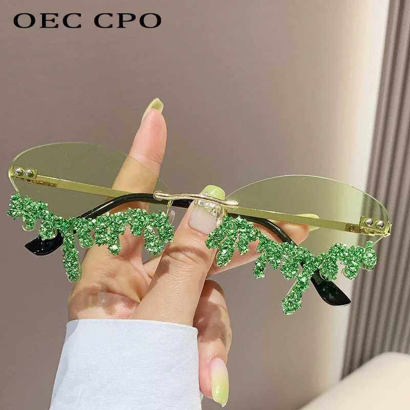 Diamond Rimless Sunglasses Women Luxury Brand Rhinestone Sun Glasses Ladies Sexy Tear Shape Punk Party Eyewear gafas de solC250411