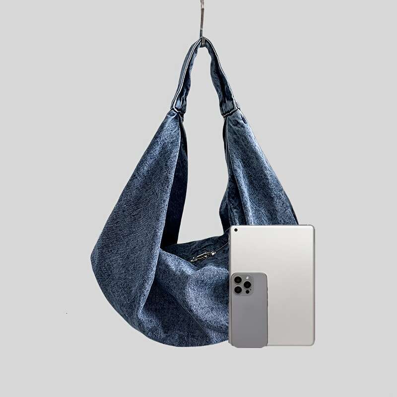 Casual Shoulder Bag Zipper Japanese Style Versatile Commuting Handbag Soft Solid Color luyigemandi