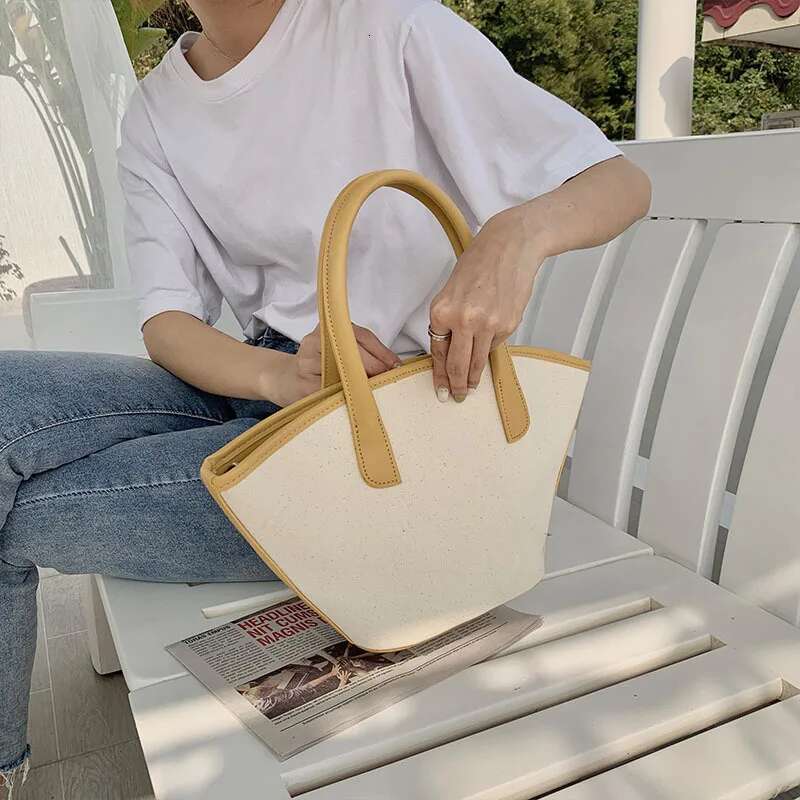Portable Canvas Large Capacity Women's Versatile Fashion Vegetable Basket Tote Bag, Bucket Bags