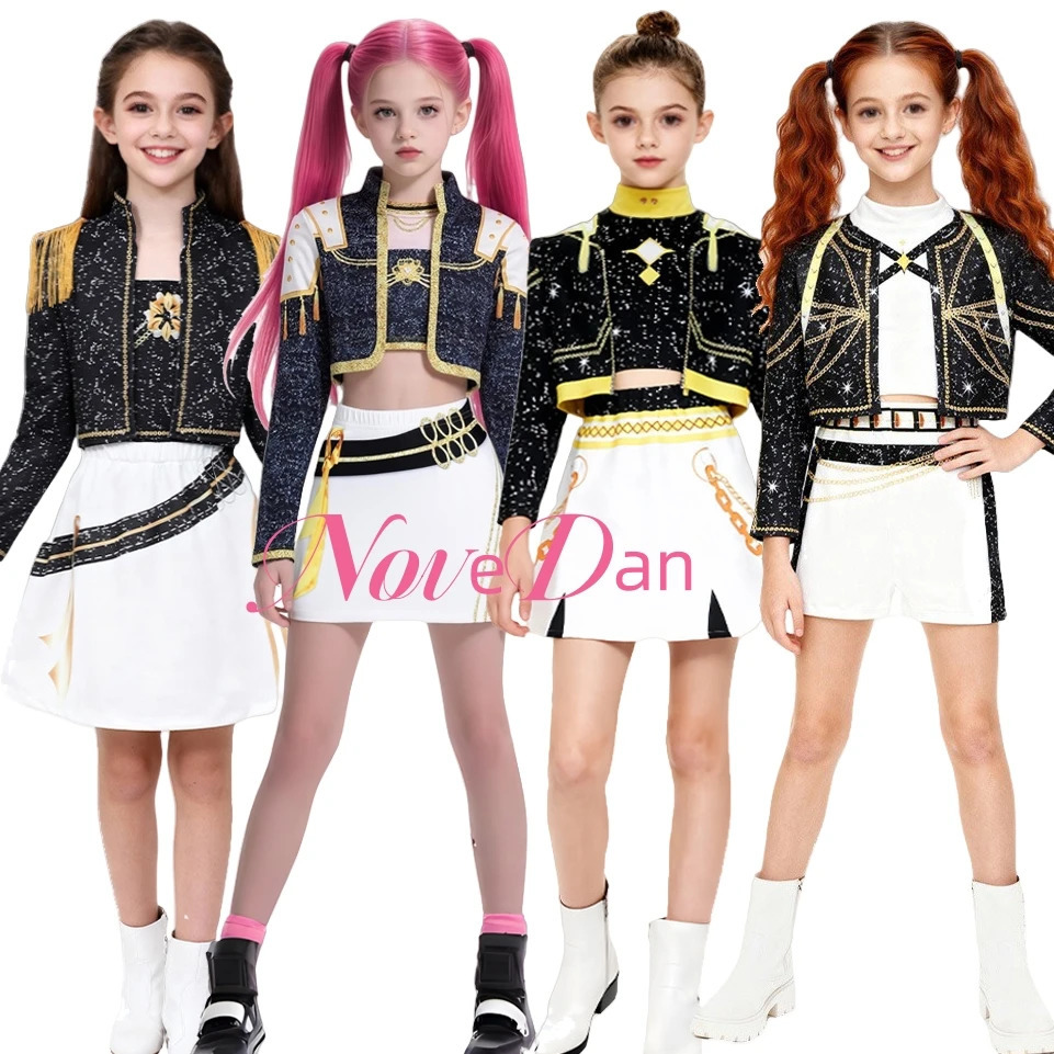 Kids KPop Demon Hunters Zoey Mira Rumi Cosplay Costume Huntrix Fancy Dress For Girls Child Halloween Carnival Birthday Party251112