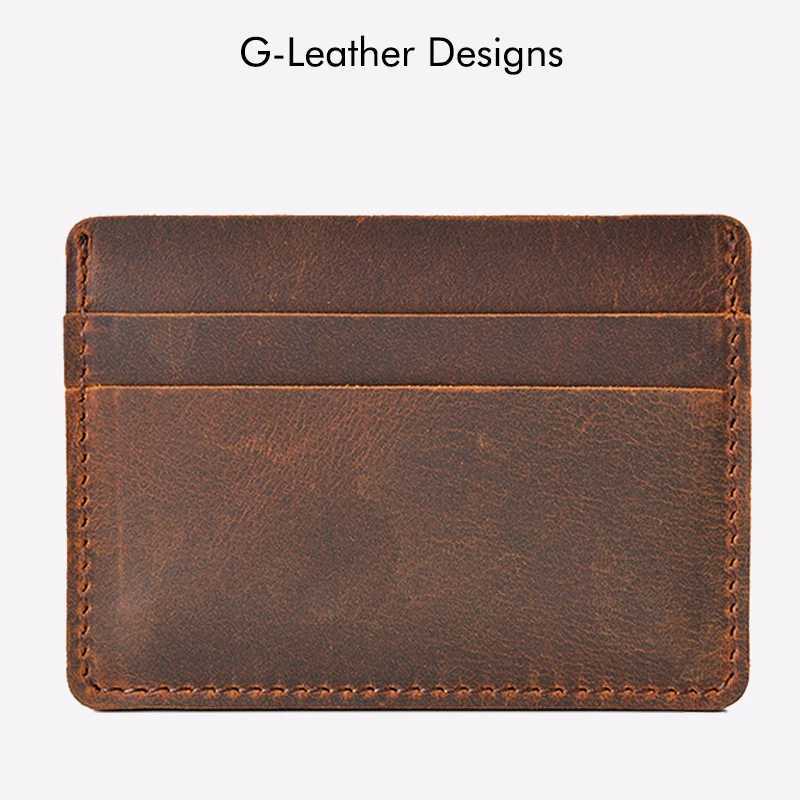 Genuine leather mens card holder vintage Crazy Horse leather business card wallet Z250411