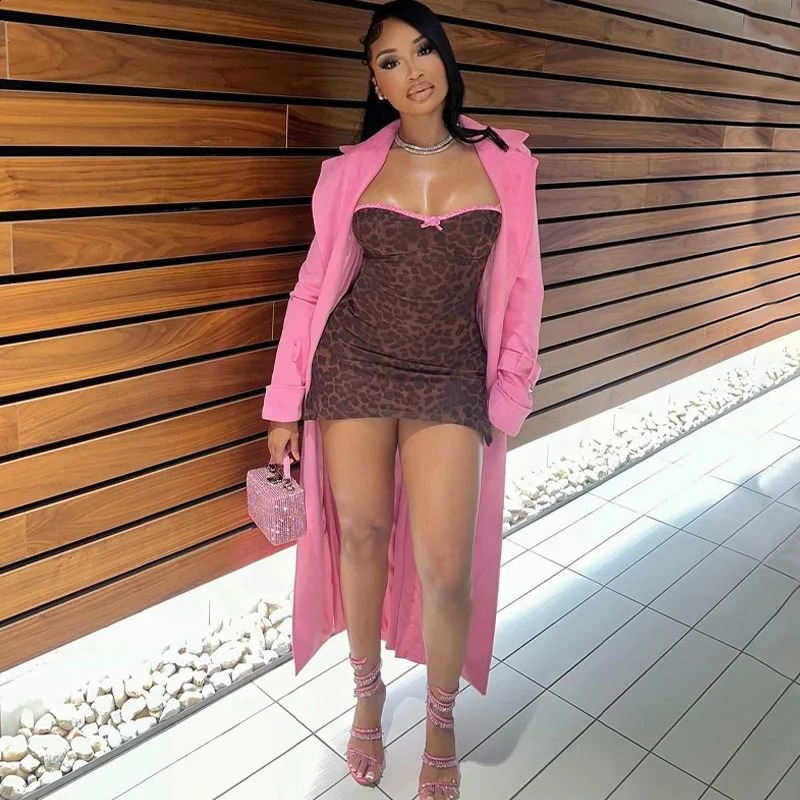 Lygens Leopard Print Sleeveless Slit Mini Short Dresses Sexy Party Vacation Beach Fashion Summer Y2K Streetwear Casual Clothes 250409