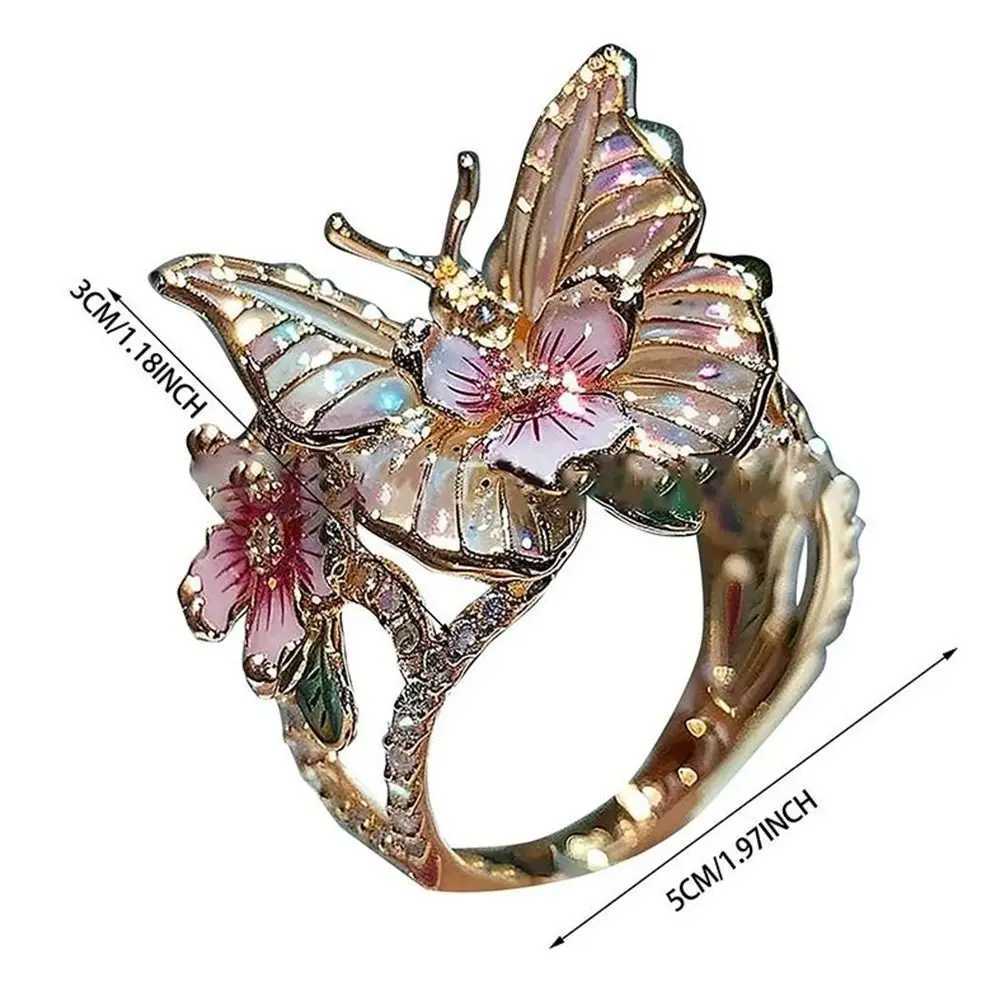 High quality jewelry decoration butterfly ring craftsmanship does not fade retro ring gift finger decorationXJ250412