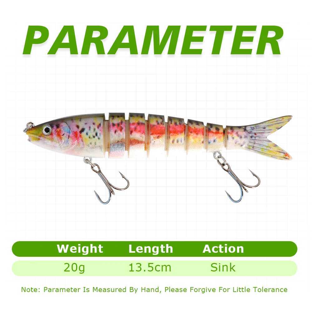 TOLU 20g/13.5cm Sinking Wobblers Fishing Lures Jointed Crankbait Swimbait 8 Segment Hard Artificial Bait For Fishing Tackle Lure Z250411