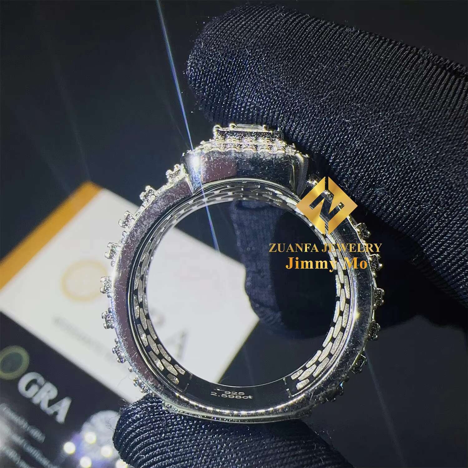 Bling Fashion Iced Out Hip Hop Wedding baguette Vvs Moissanite Diamond 925 Sterling Silver Men Diamond Ring