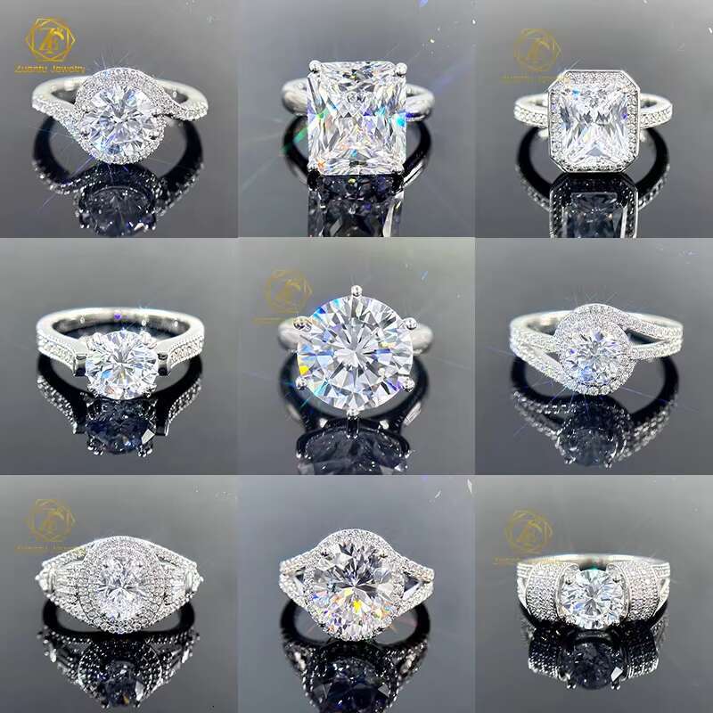 Luxury Bridal Wedding Ring Set 10K Real White Gold 3CT Emerald Moissanite Diamond Engagement Moissanite Ring