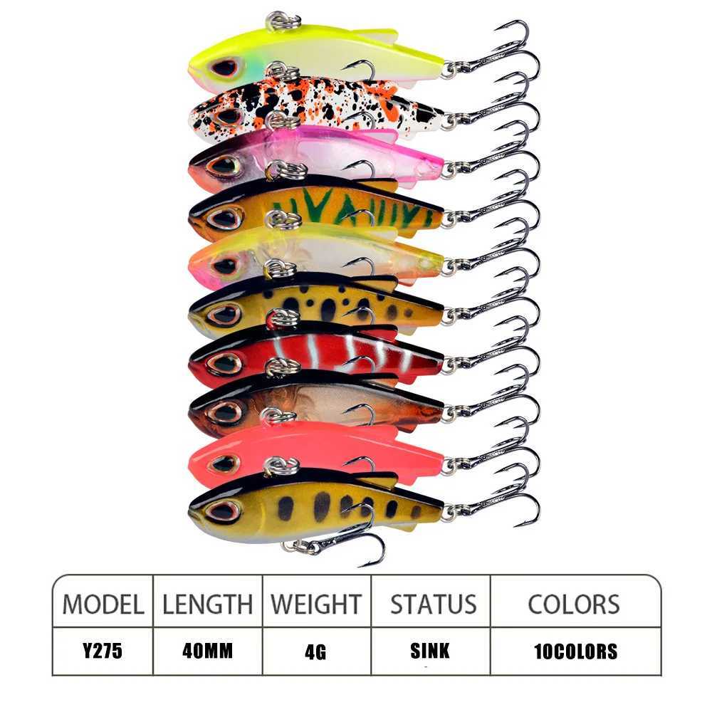 1Pcs 4cm 4g Mini Winter VIB Fishing Lures Sinking Vibration Artificial Wobbler Ice Hard Bait Bass Pesca Crankbait Fishing Tackle Z250411