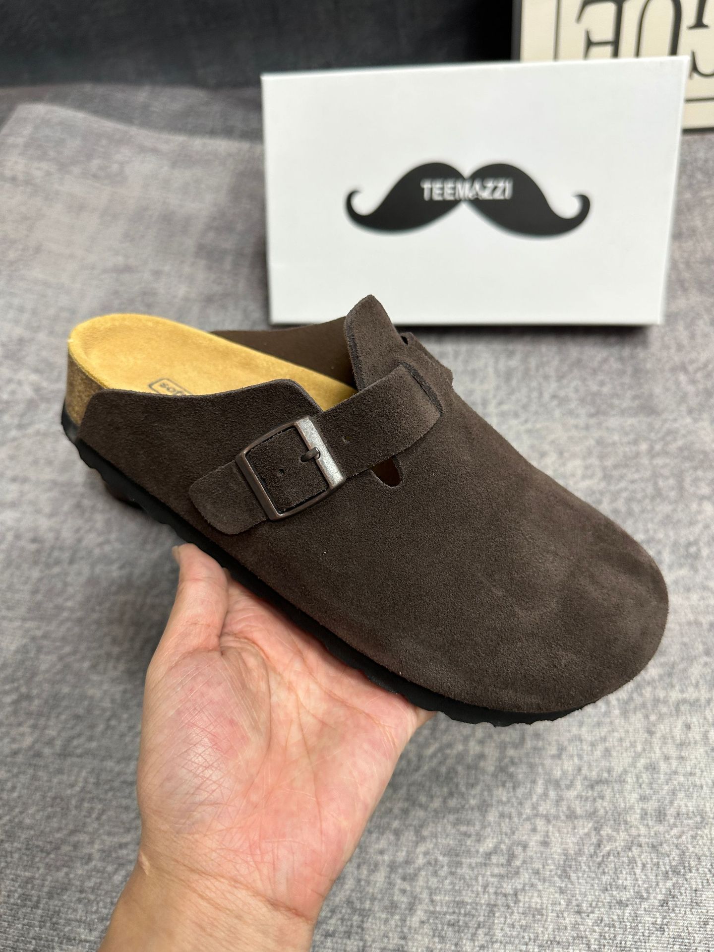 TEEMAZZI designer shoes genuine leather cork sole high quality casual shoes outdoor indoor versatile slippers for men and woman size 35-46