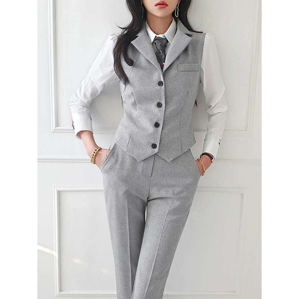 Designer Clothes Women Vintage High Quality Office Suit Ladies Work Wear OL Pantsuits Formal Female Blazer Jacket Vest Trousers 3 Pieces Set