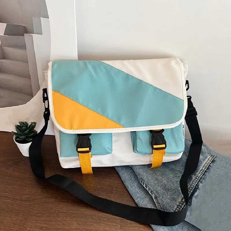 Waterproof nylon messenger bag womens canvas handbag shoulder cross body bag large capacity casual student backpack 250411