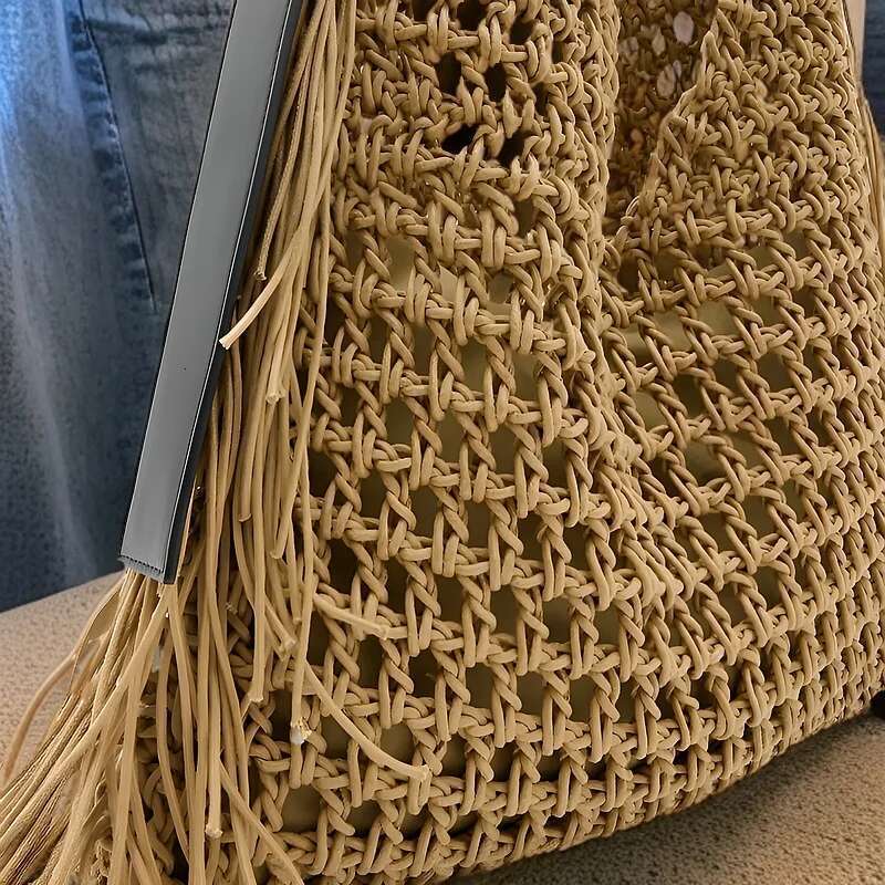 2025 New Designer Tote Bag For Women - Bohemian Style Waterproof Nylon Purse With Detachable Tassels, Multi-Pocket Beach