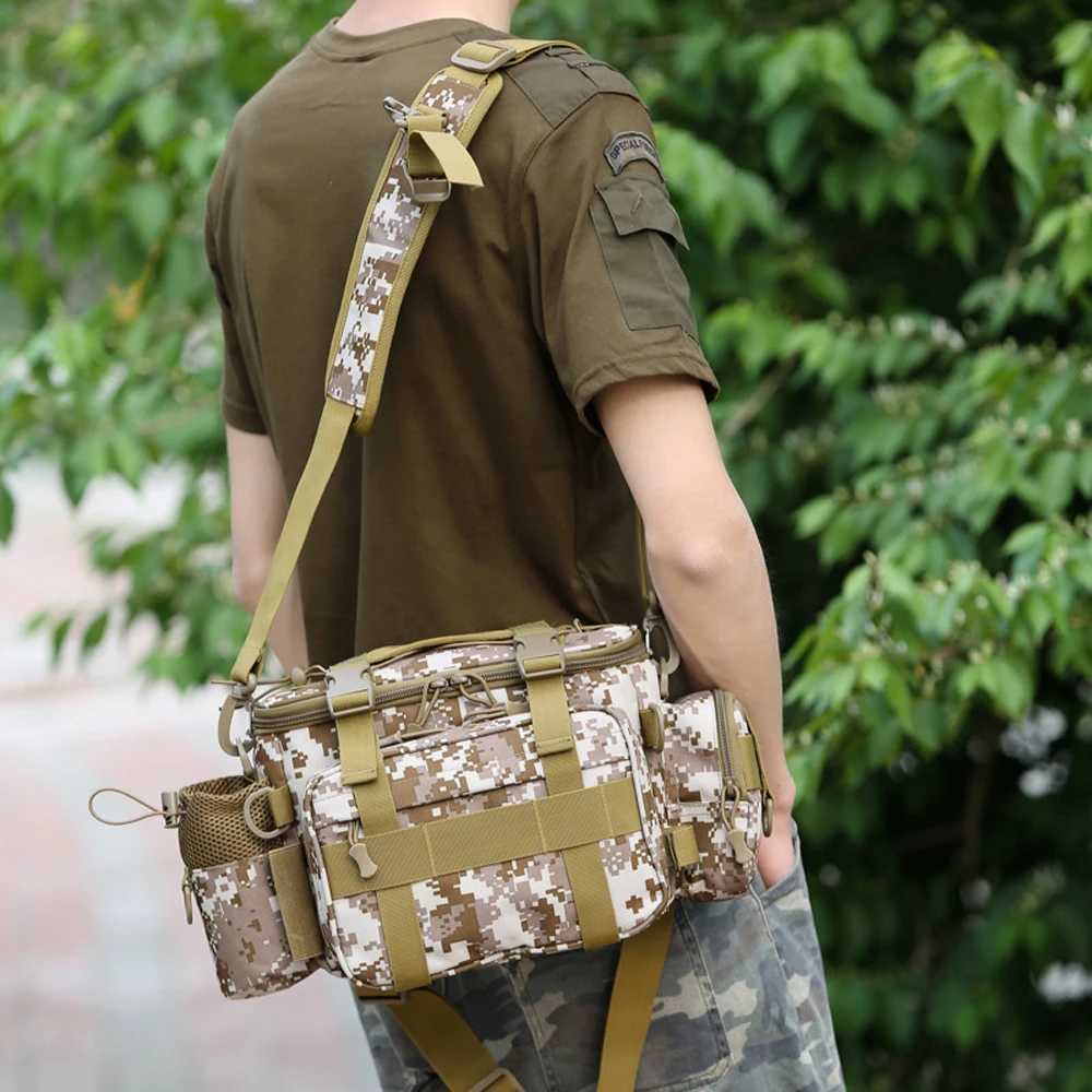 Multifunctional Fishing Tackle Bag for Lure Box Rod Reel Lures Case Outdoor Portable Outdoor Hiking Camping Pole Waist Bag Gear Z250411