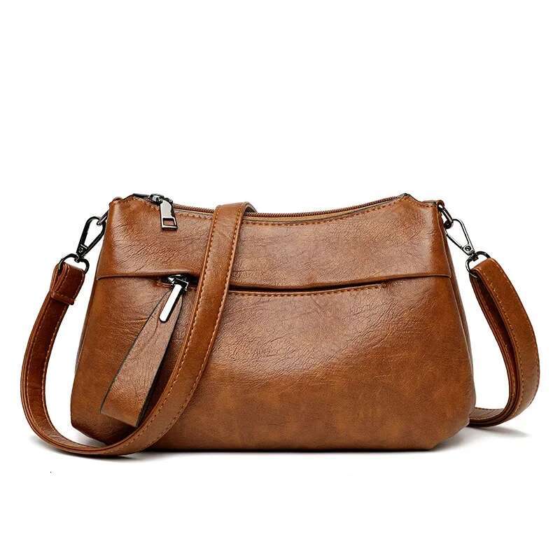 Fashion Women With Three Layers Large Capacity Shoulder Crossbody Bag Soft Leather Light Trend Mother's Messenger Handbag