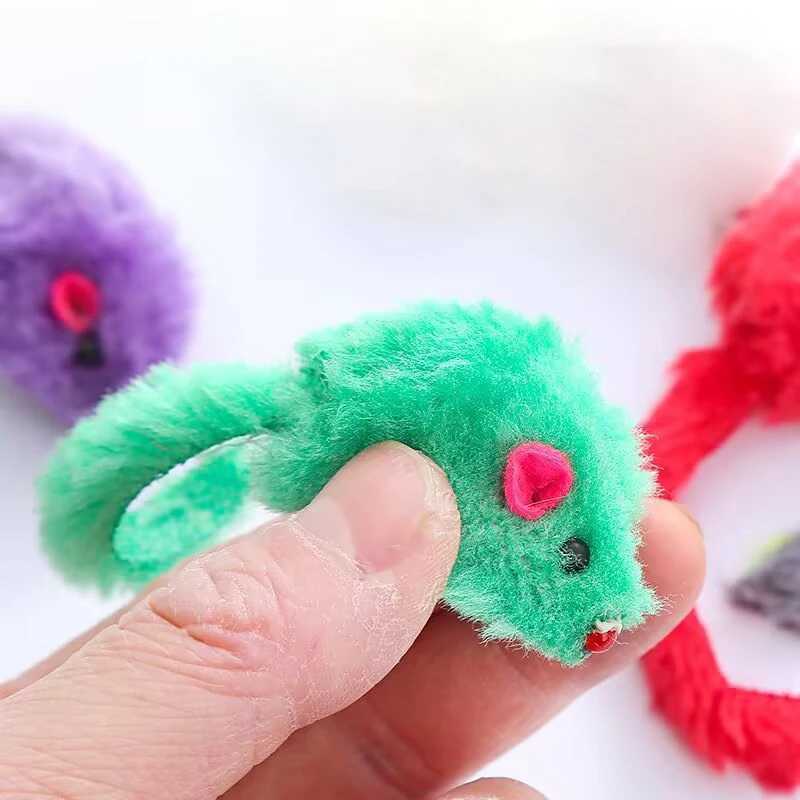 10/20/50 Cat Feather Mouse Toys Simulation Plush Mouse Cat Teasing Toys Indoor Training Toys Kitten Mouse Fun Chewing Toys Y250412