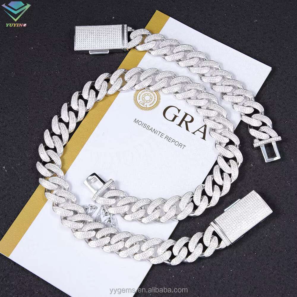 Hiphop 18mm VVS Diamond Cuban Link Chain GRA VVS Moissanite 925 Sterling Silver Gold Plate Fine Jewelry Necklaces Bracelets