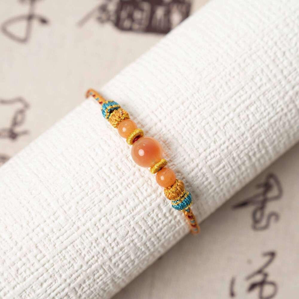 Dunhuang Orange Chalcedony Bracelet - Sugar Heart Agate Hand String from Dunhuang Jade Research Institute