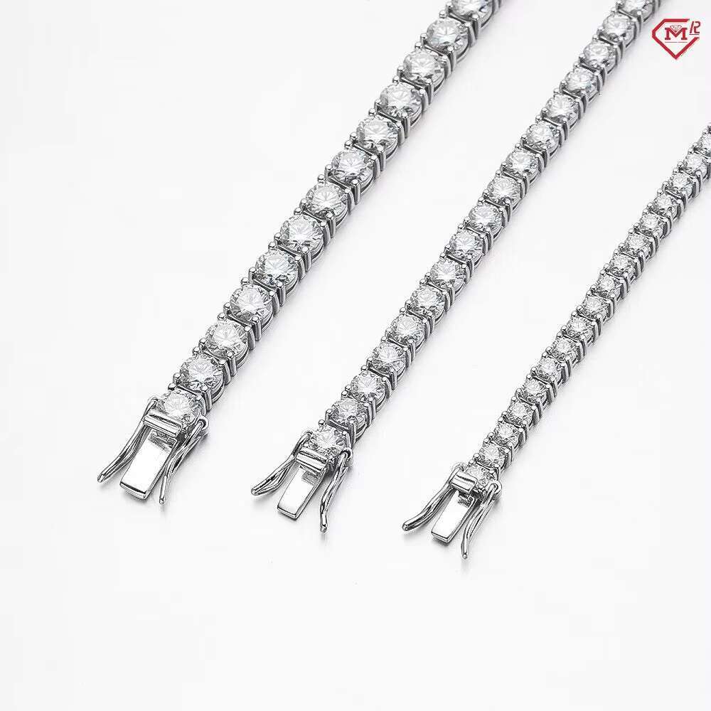 5mm Fine Moissanite Tennis Chain 925 Silver Bracelets Iced Out VVS Men Moissanite Tennis Bracelets
