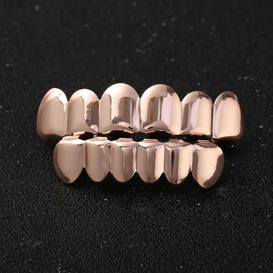 Classic Fashion 6/6 Teeth Grill Hip Hop 14K Gold Plated Hat Decorative Bracket Mens Jewelry Dental Grill W250412