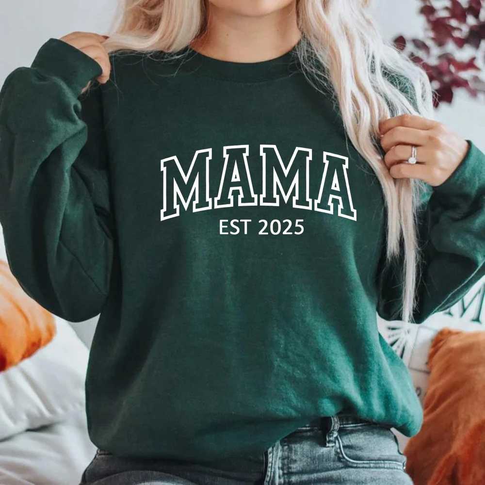 POD customization Personalized Mama Est Sweatshirt Custom Mama Est 2025 Sweatshirt Mothers Day Gift Women Crewneck Sweatshirt New Mom Gift SweaterT251