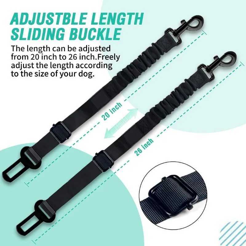 Car dog safety buckle pet thick nylon traction elastic rope retractable car seat belt manufacturer Y250412