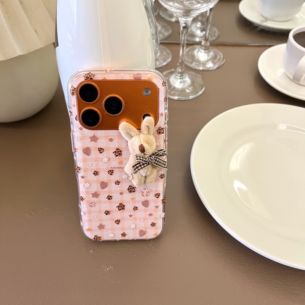 Plaid Star Bunny Phone Case Compatible with iPhone 17/16 Pro Max Cartoon 15/14 Protective Cover