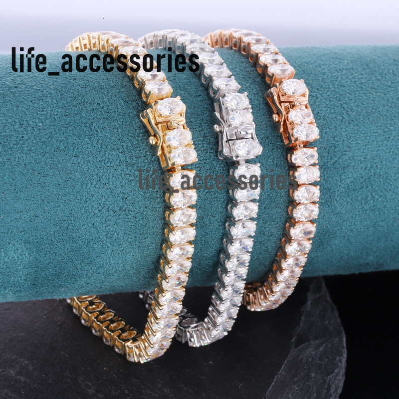 Starsgem Tennis Chain 3*5mm Oval Moissanite Tennis Bracelet 14k Gold Moissanite Bracelet