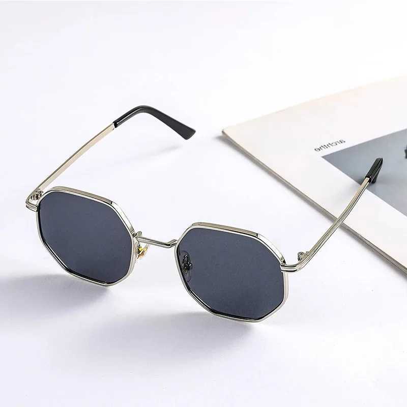 Fashion Boys Girls Octagon Metal Sunglasses Polygon Trend Childrens Sun Glasses Kids Outdoor UV400 Eyewear Z250411