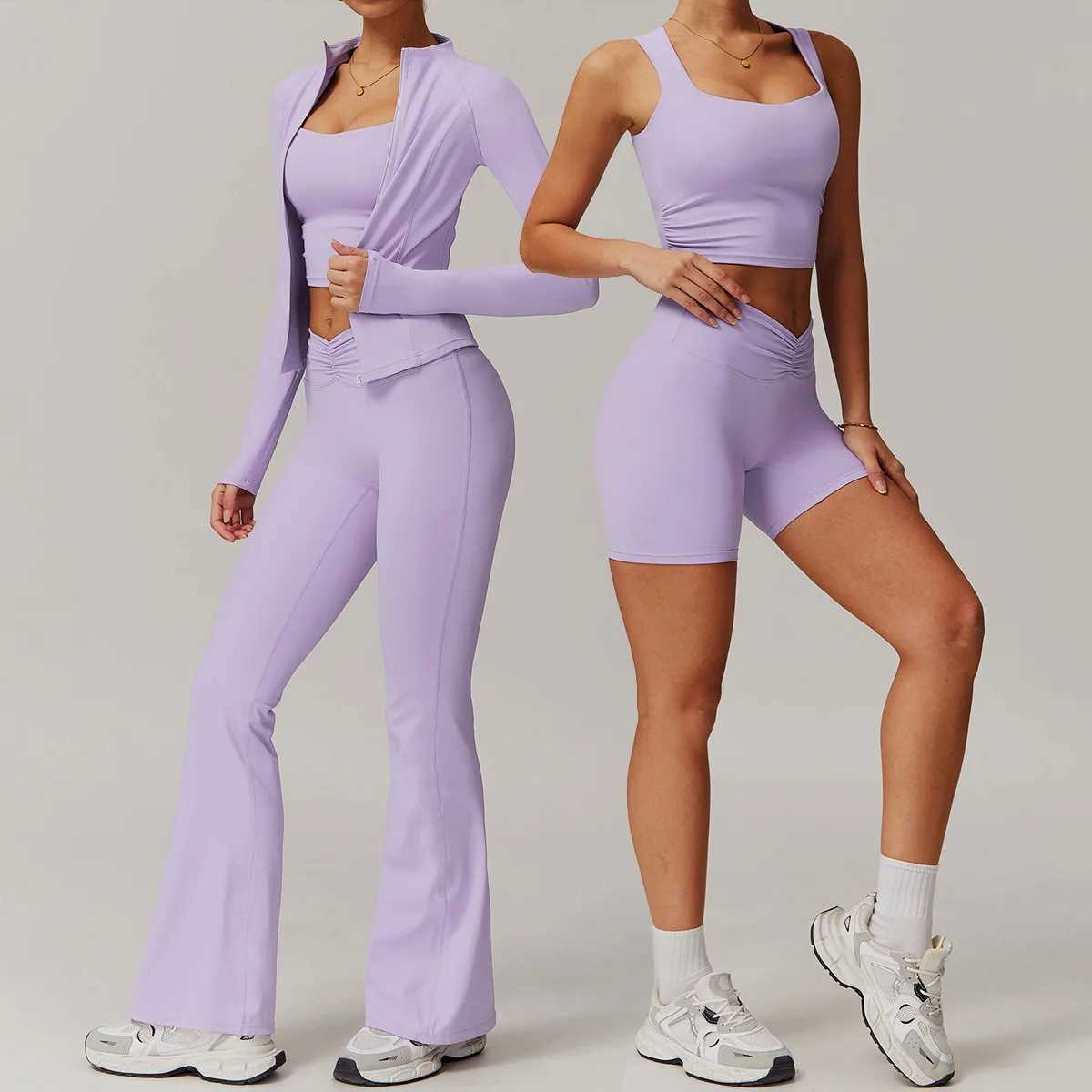 2Pcs Fitness Yoga Set Women Workout Athletic Clothing Long Sleeve Shirt Gym Vest High Waist Leggings Tights-Fitting Sportswear J251112