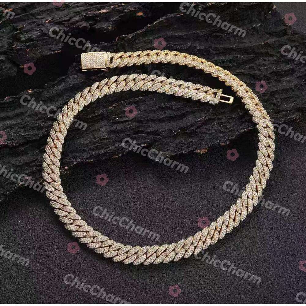 moissanite necklace Hip Hop pendant jewelry Sterling Silver gold Sterling Chain For Men necklace miami cuban link chain chains for necklaces gemstone 