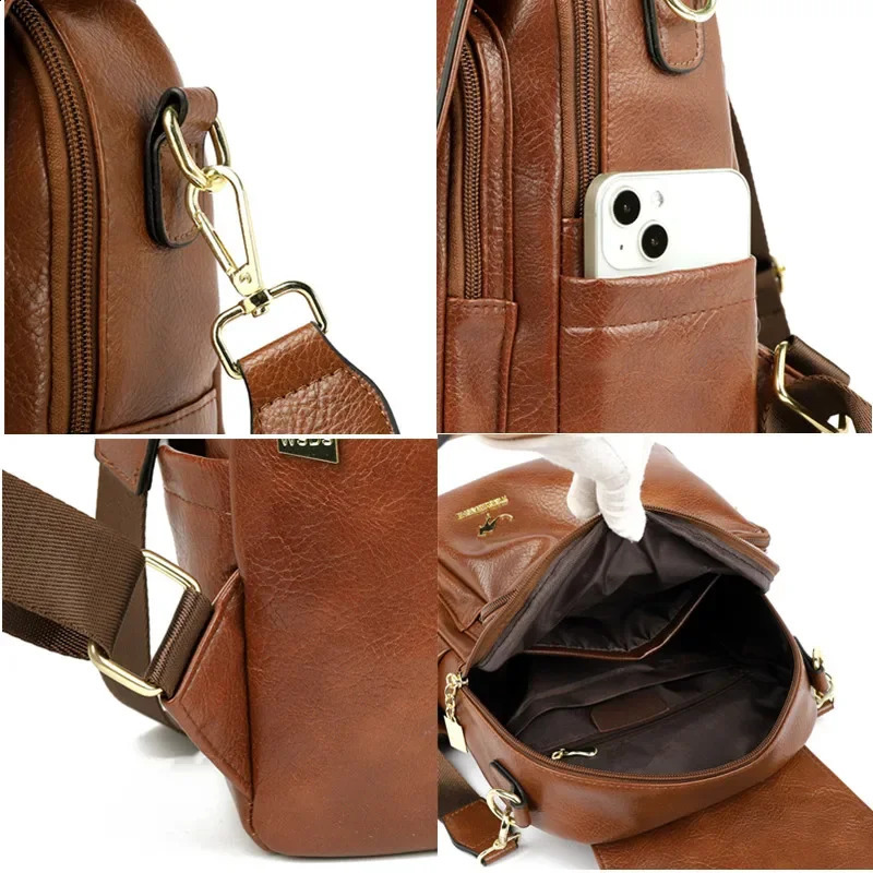Women Backpack High Quality Leather Fashion Backpack Large Capacity School Bag for Girls Large Travel Backpack 250407