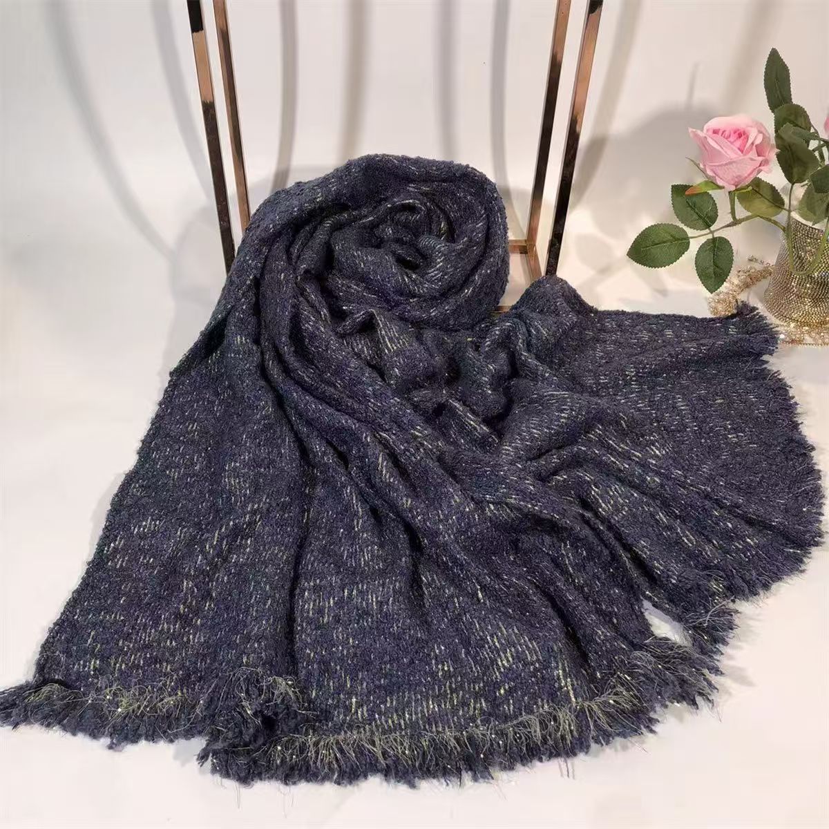 T458 solid color rectangular tassel thick autumn and winter cotton scarf neck shawl ladies versatile fashion warm cold