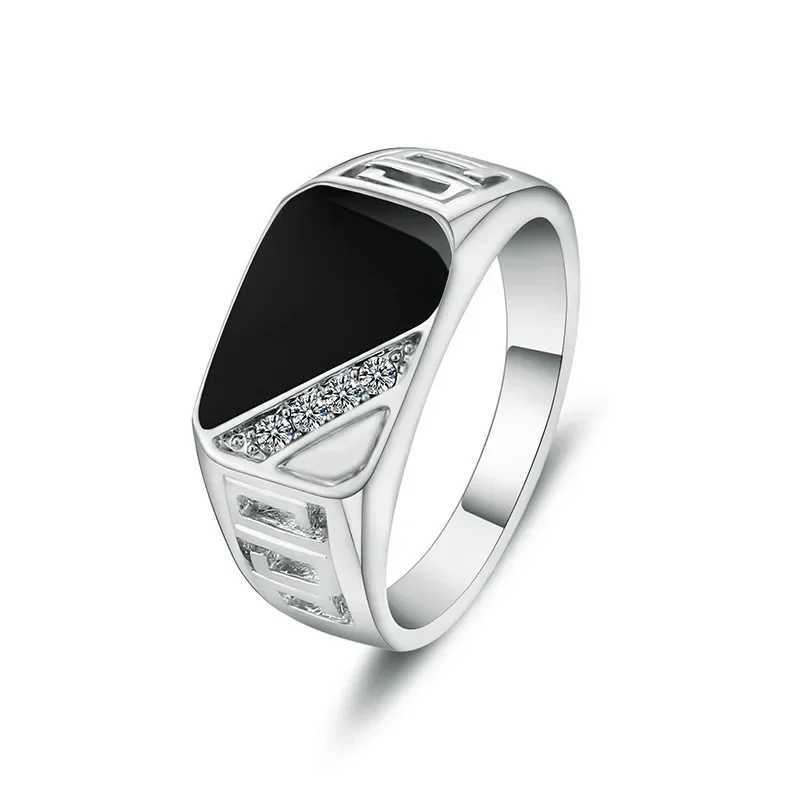 Mens New Metallic Gloss Ring Geometric Width Signet Square Finger Punk Style Fashion Ring Jewelry Accessories Anillo HombreXJ250412