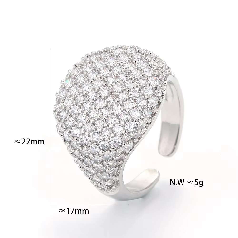 DIY Luxury Design Moissanite Open Ring Adjustable Jewelry Women Fashion 18k Gold Plated Girl Jewellery Factory Outlet