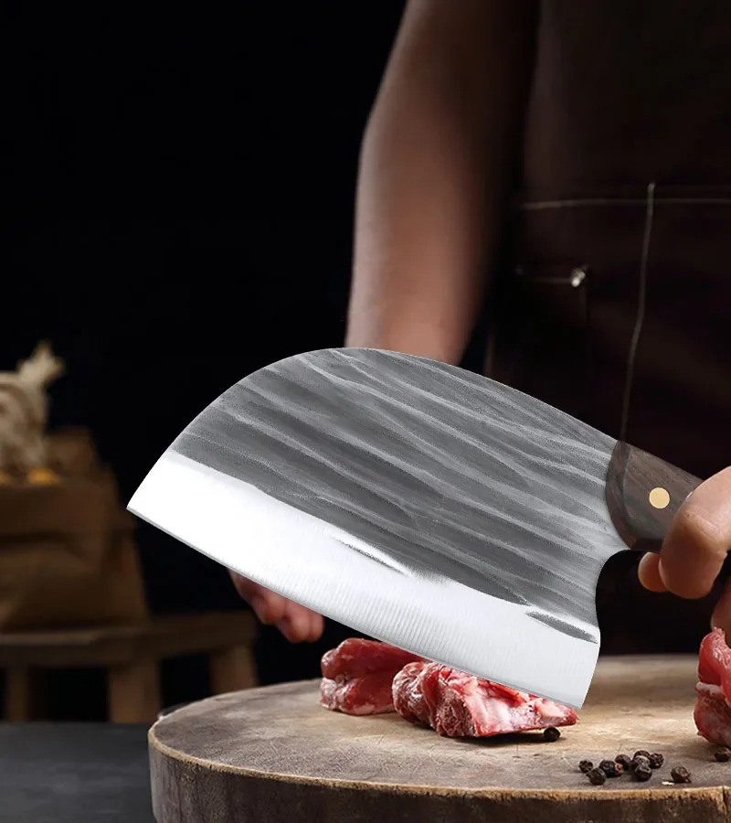 Forged Kitchen Butcher Knife Cleaver Meat Chef Cooking Full Tang Wooden Handle Handmade Knife Stainless Steel Slicing Knife 250410