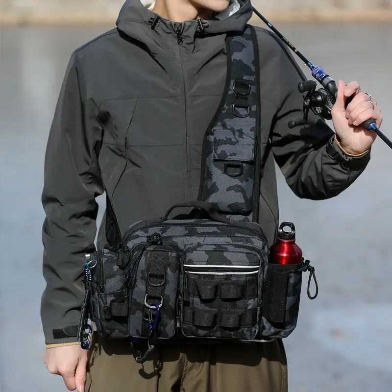 Fishing Equipment Storage Bag Bait Box Gear for Men Waist Bag Fly Fishing with Rod Holder Backpack Wateproof Wear Resistant Z250411