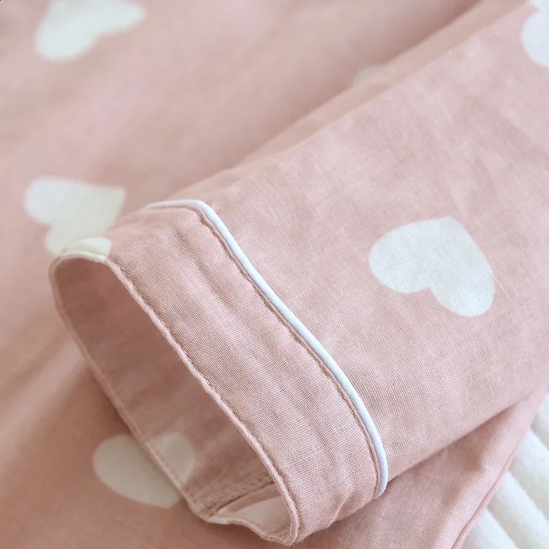 Spring and Autumn Pajama Set Womens 100% Cotton Long Sleeve Pants Two Piece Love Lovely Sweet Home Furnishing Set 250409