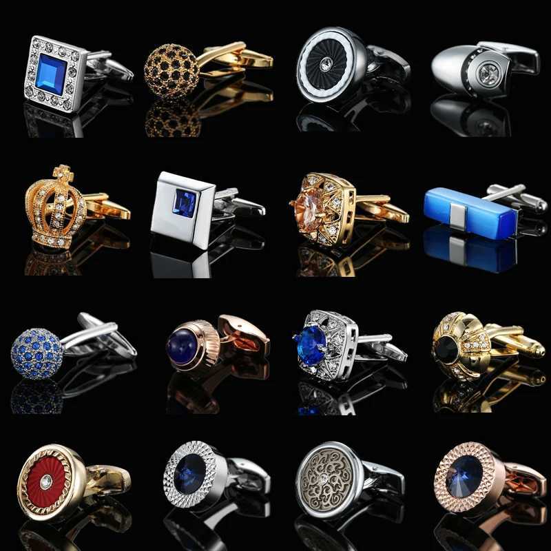 New Fashion Design Mens Shirt Cufflinks Luxury Crystal Zircon Cufflinks Accessories WholesaleT250412